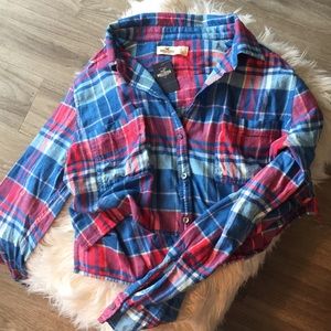Cropped long sleeve flannel